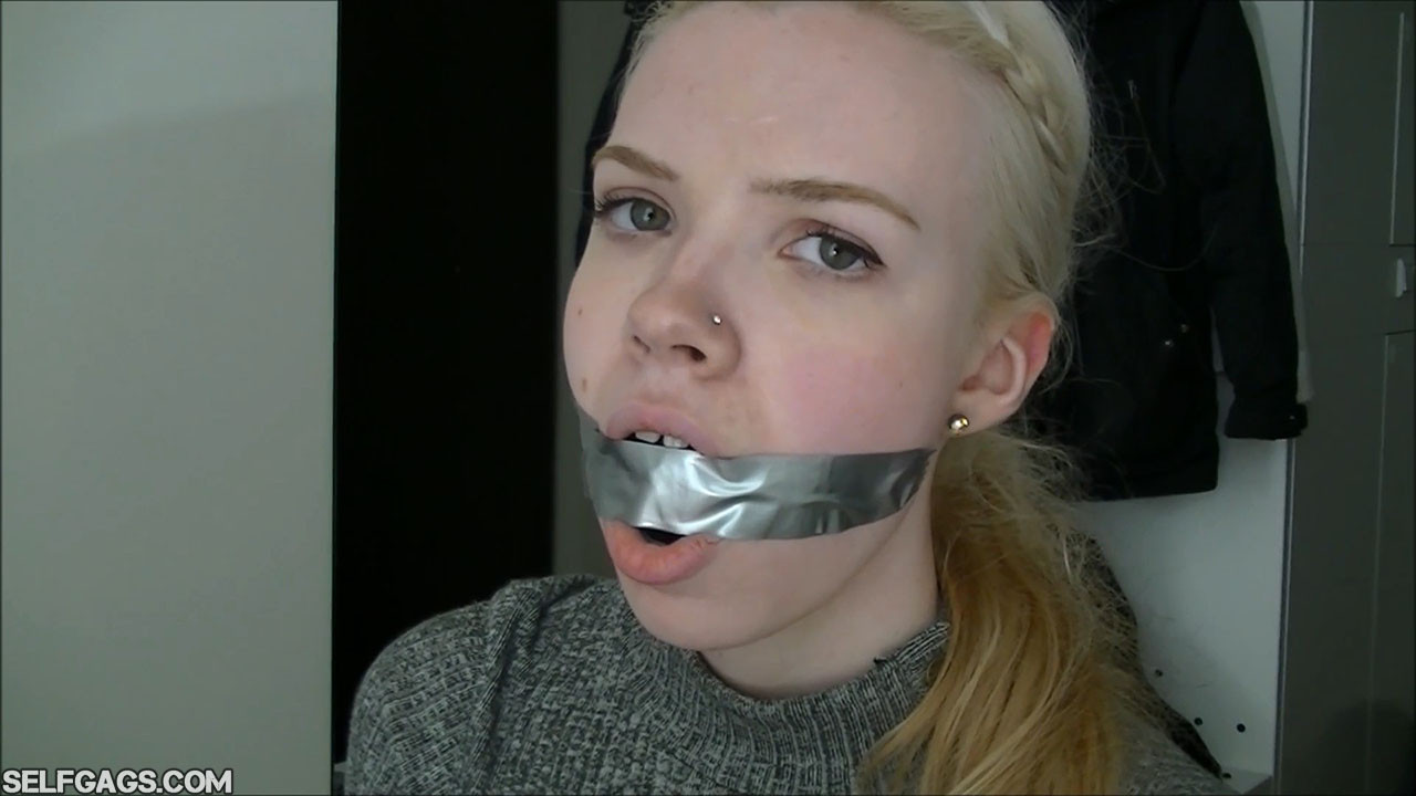 tape gagged scandinavian blonde selfgags