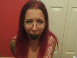 Captured ball gagged college girl