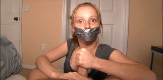 Jerked Off By Daughter’s Best Friend: They Won’t Hear Us Now That We’re Both Gagged! Tape gagged Alyssa Hart gives handjob selfgags