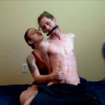 Femdom girl jerk off bound and gagged boyfriend