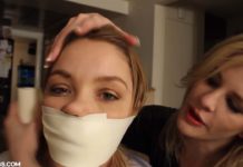 Girl gagged with microfoam tape