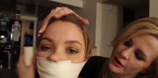 Girl gagged with microfoam tape