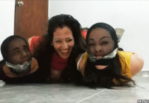 Hogtied Girls Pantyhose Encased And Gagged By Their Mom