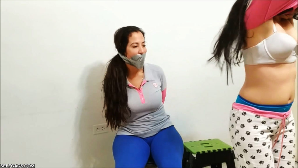 Latina mom Laura Martinez tied and gagged by her daughter Katherine Martinez