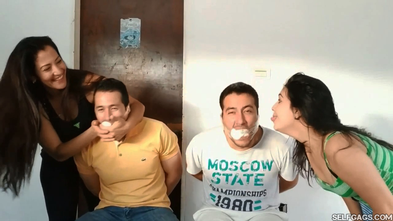 Father And Son Gagged By Mother And Daughter | GagTheGirl