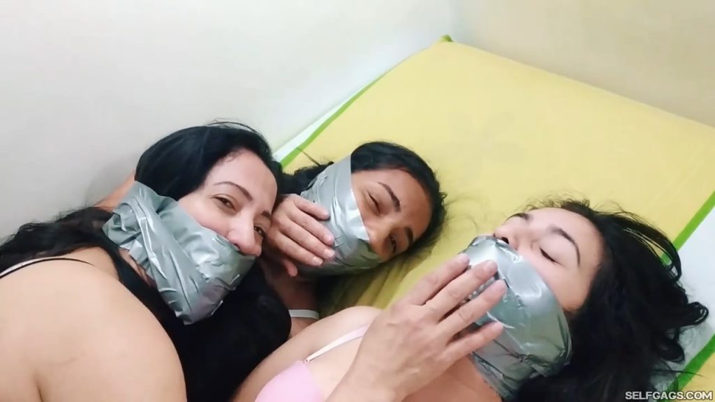 Duct tape gagged MILF touches young girls tapegags