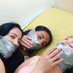 Duct tape gagged MILF touches young girls tapegags