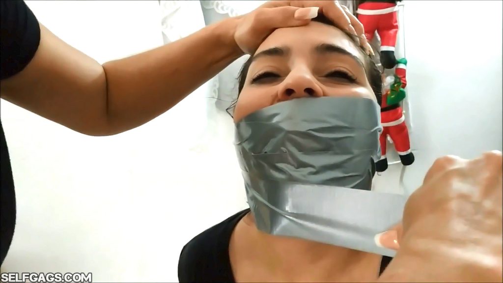 Sexy latina daughter duct tape wrap gagged by cruel femdom milf mom