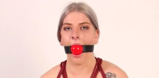 Glamour Girls With Their Tits Tied In Bondage Ball Gagged Blonde In Breast Bondage