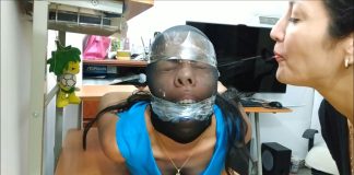 Lesbian Bondage Spit Humiliation Helpless bondage girl gagged for lezdom spitting