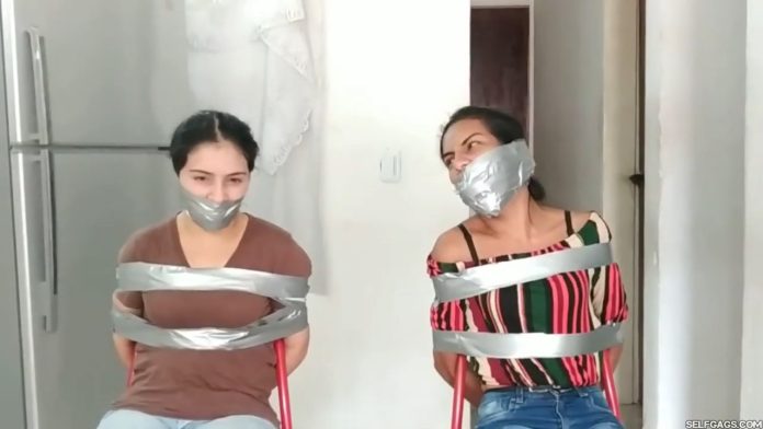 Sisters bound and gagged tight