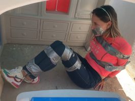 duct taped babysitter in bondage