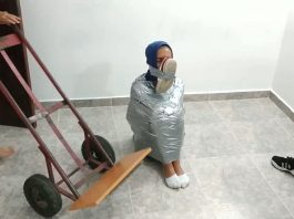 Ball Tied Girl Taken By Catsuit Burglar Mummified girl kidnapped by catsuit woman