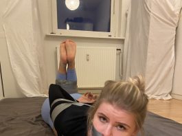 Blonde Gym Girl In A Sticky Situation Fitness girl in bondage