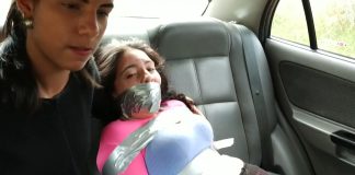 Helpful Hiker Tricked And Taken Gagged woman bound in car