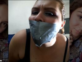 Amateur Self Gagged With Duct Tape Amateur cam girl gagged with duct tape