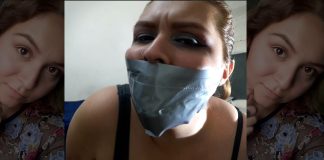 Amateur Self Gagged With Duct Tape Amateur cam girl gagged with duct tape