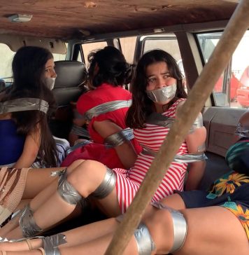 9 Damsels In Distress Bound And Gagged In Truck 9 girls bound and gagged in car