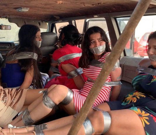 9 Damsels In Distress Bound And Gagged In Truck 9 girls bound and gagged in car