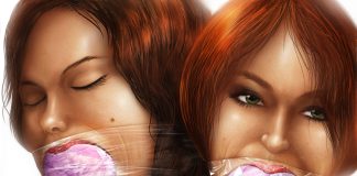 Panty Gagged Sisters – Bondage Art Redheaded sisters gagged with pink panties and clear tape gags