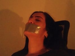 Romantic Foot Worship For Tied-Up Mom Duct tape gagged milf