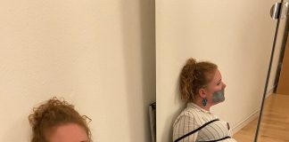 Tight Jeans, Boots And Bondage Gagged woman tied up in jeans and boots