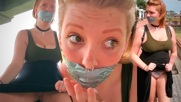 Duct tape gagged girl walking in public