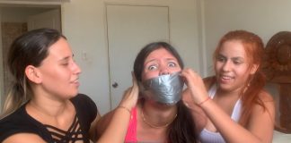 Webcam Girls In Tape Bondage Scared girl gagged with duct tape