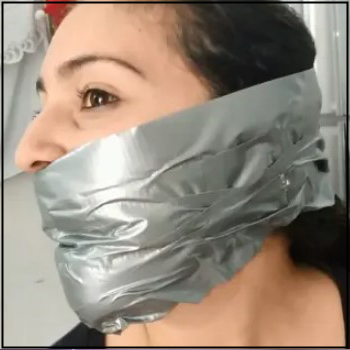 Duct tape wrap gagged girl