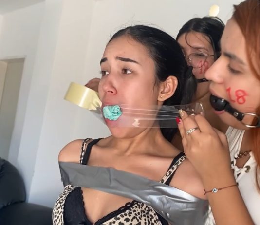Birthday, Bondage & Silencing Gags! 18 year old girl panty gagged