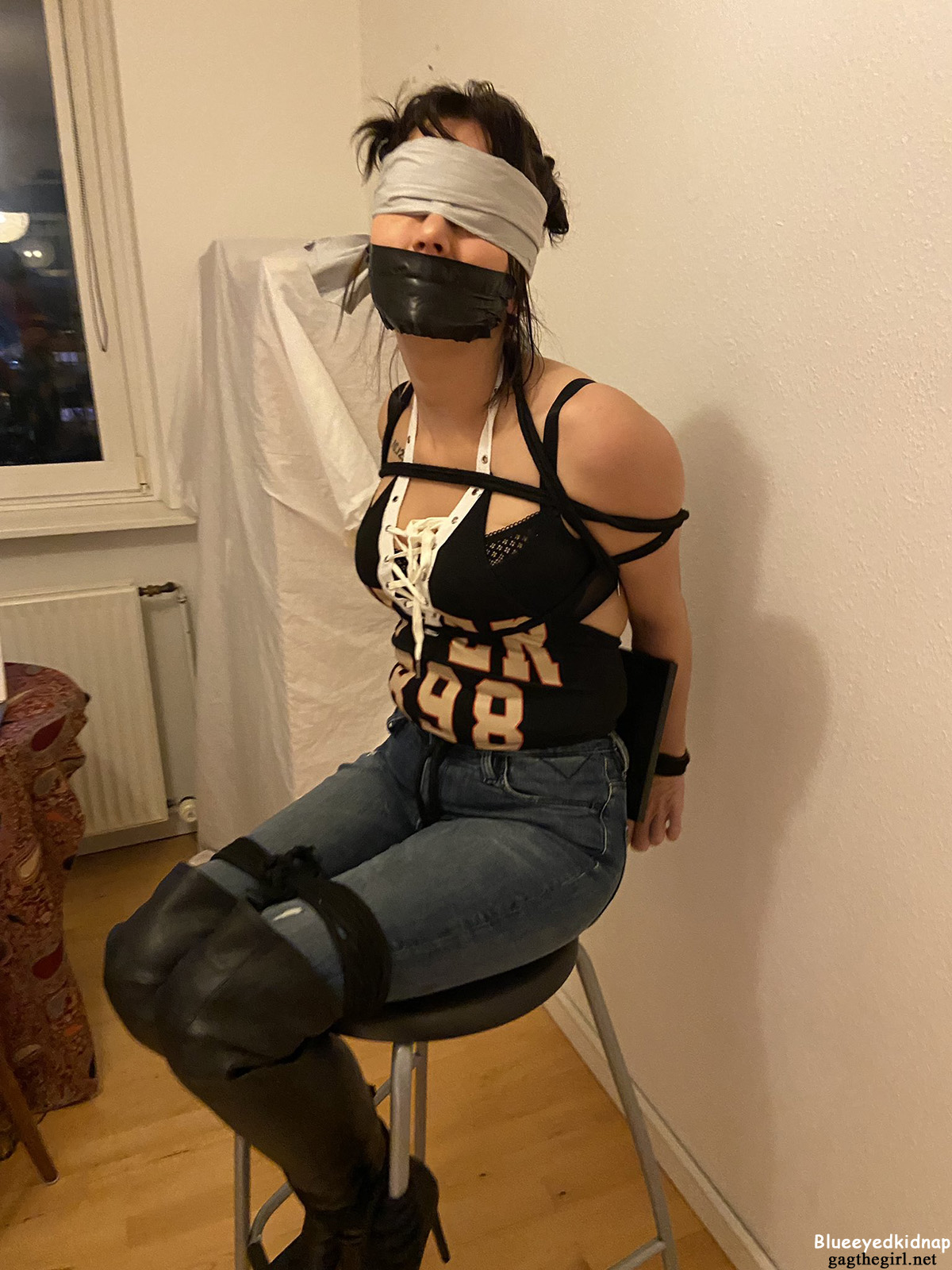 Bound gagged and blindfolded