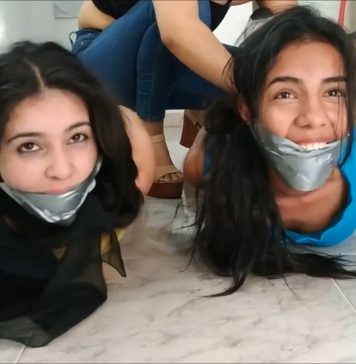 Hogtied Helpless By Their Evil Cousin Two girls hogtied and gagged