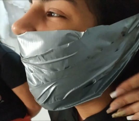 These Girls Wants To Be Strongly Gagged By Mom Two bondage girls are heavily gagged with sticky duct tape