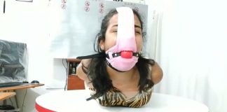 Hogtied Girl Humiliated With Dirty Panties Panty hooded bondage girl hogtied and ball gagged