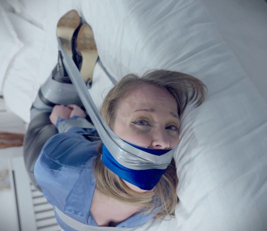 Secretary Lil Missy UK Grabbed For Bondage Lil Missy UK strictly hogtied in high heels