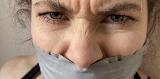 Bound And Gagged On Her Birthday! Mad woman gagged with tape