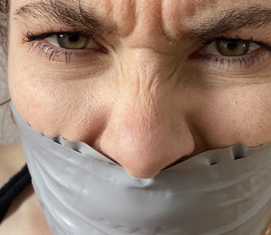 Bound And Gagged On Her Birthday! Mad woman gagged with tape