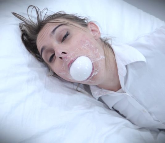 College Girl Chloe Toy Blackmailed Into Bondage College girl Chloe Toy in bondage with a big ballgag tapegagged in her mouth!