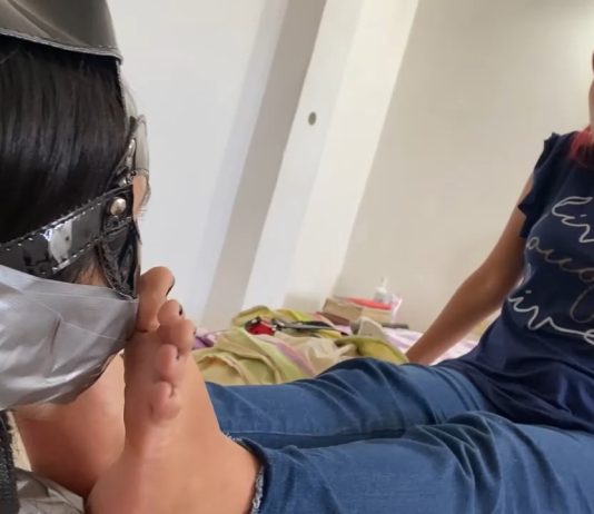 Young Lesbian Mistress Trains Her Slave Girl (Day 3 of 7) – Selfgags Lesbian Mistress Training Gagged Slave Girl with foot smelling