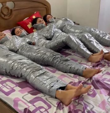 5 Mummified Girls Struggle All Wrapped Up And Gagged – Selfgags 5 barefoot girls gagged in strict duct tape mummification bondage