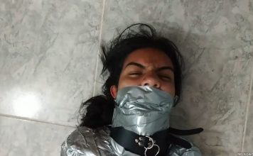 Mummified And Collared By MILFS – Selfgags Collared girl heavily gagged with real duct tape