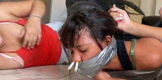Cigarette Overload In Tight Tape Bondage – Selfgags Bound-And-Gagged-Cigarette-Smoking