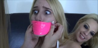 Selling Our Blonde Girlfriend As a Sex Slave Cadence Lux tape gagged with pink duct tape