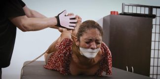 Alba Zevon Hogtied, Gagged & Tickled Without Mercy Alba Zevon gagged with microfoam tape and foot tickled in a strict rope hogtie