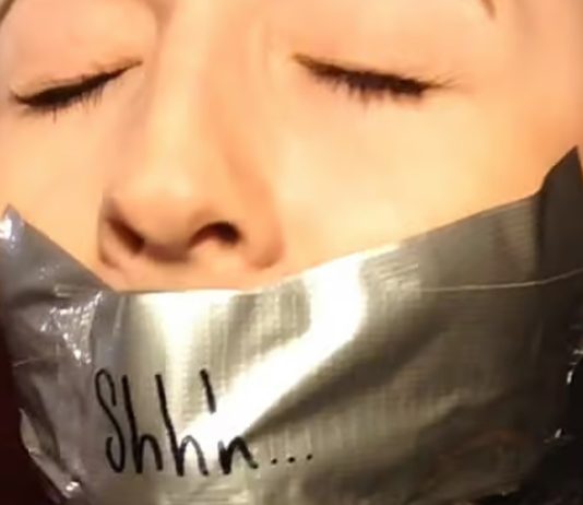 Don’t Tell Your Wife About The Blonde Gag Slut – Selfgags Blonde bondage amateur Kamilla Kaboose tape gagged and drooling for Selfgags