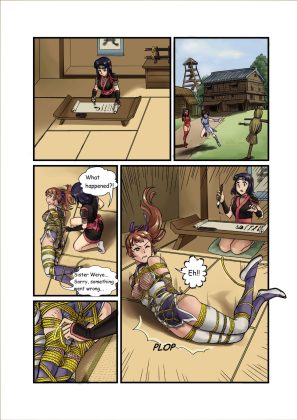 A BDSM comic about a female ninja named Rei. Rei gets caught and is tied up and gagged.