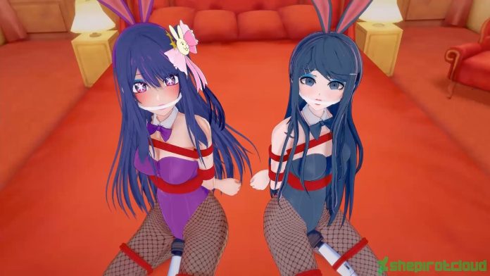 Anime girls Ai Hoshino and Sayaka Maizono in BDSM