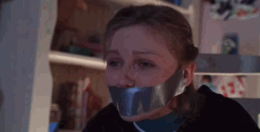 Kirsten Dunst Bound And Gagged in Small Soldiers – Bondage Gifs A gif showing actress Kirsten Dunst bound and gagged in the movie Small Soldiers