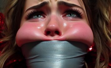 Tape Gagged Cheerleaders in Trouble – AI Art A super tightly tape gagged cheerleader with bulging cheeks