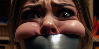 Frantic Babysitters Tape Gagged Tight – AI Art